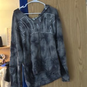 PINK v neck gray tye dye hoodie